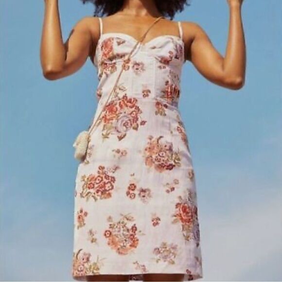 NWT Brock Collection x H&M Floral Short Mini Dress White Pink LG - Picture 4 of 17